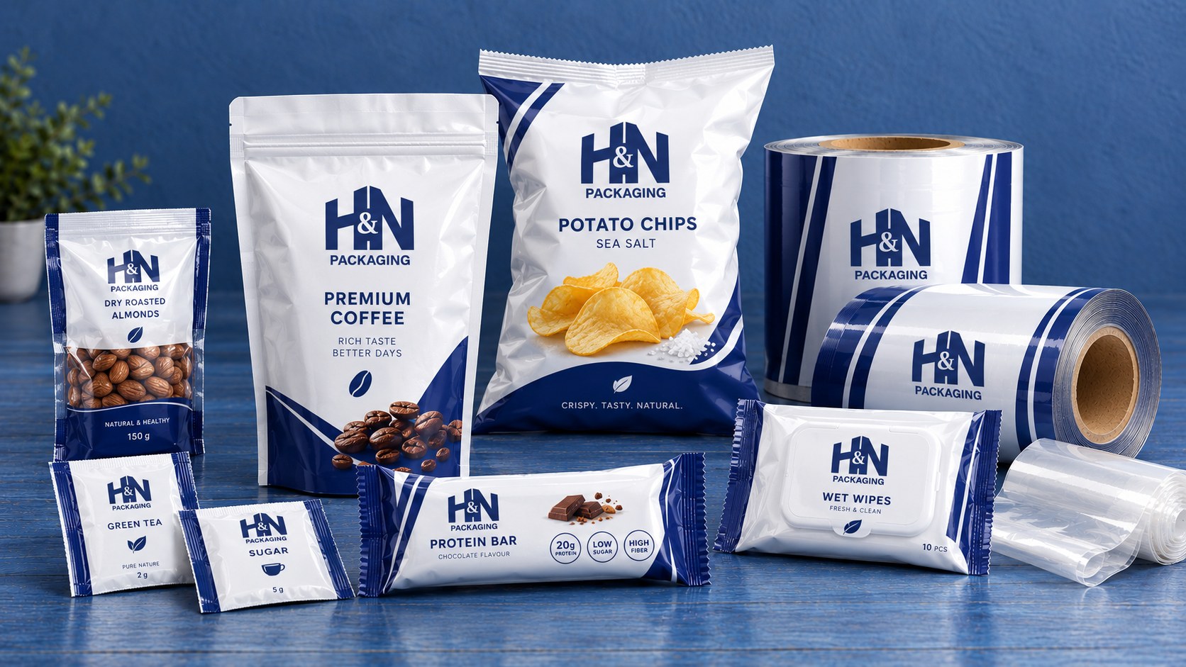 Gamme d'emballages souples H&N Packaging : sachets, films en bobine et emballages imprimés